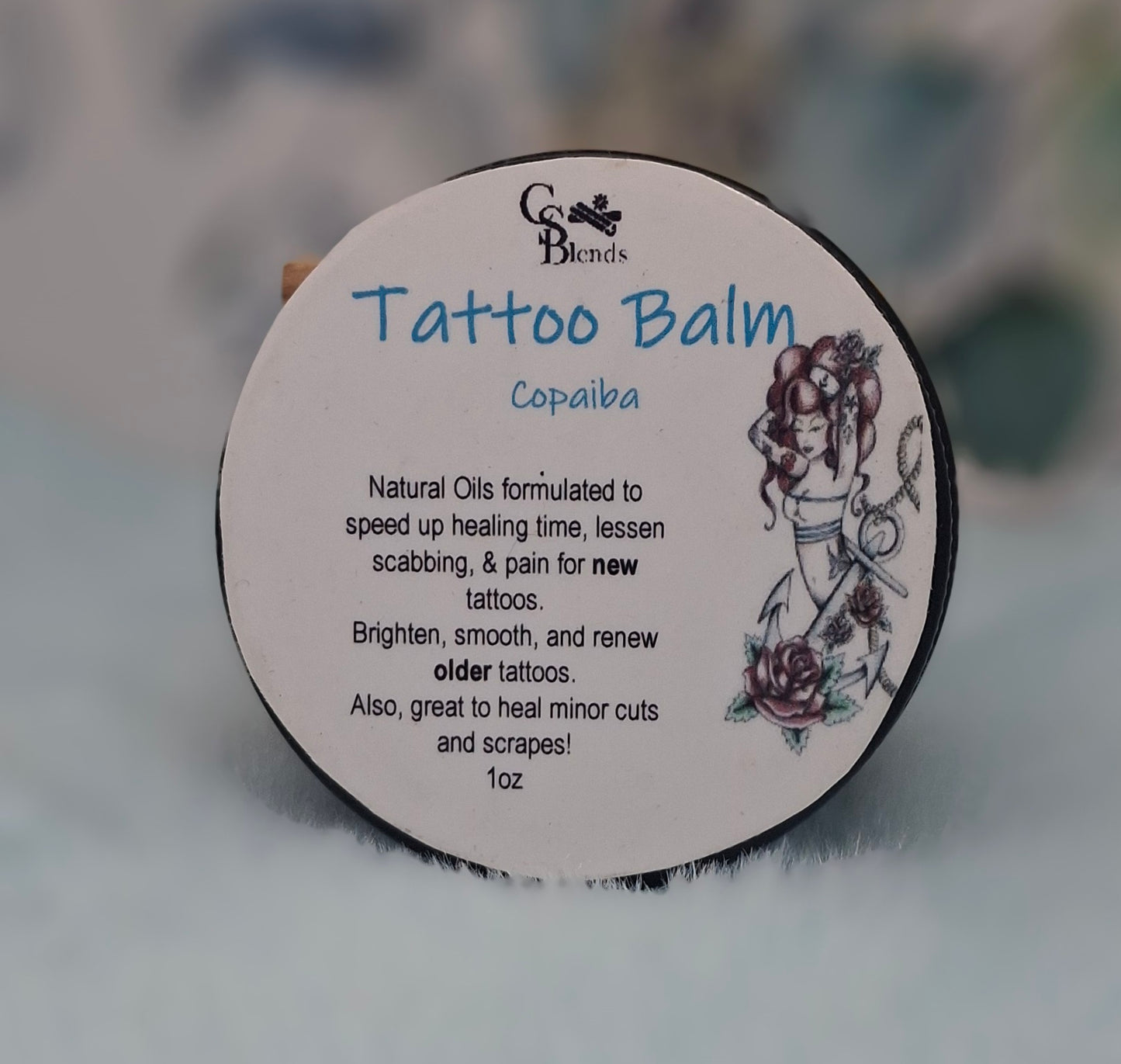 CS Blends Aftercare Tattoo Balm for Old and New Tattoos. Faster Healing, Restores and Prevents Color Fading