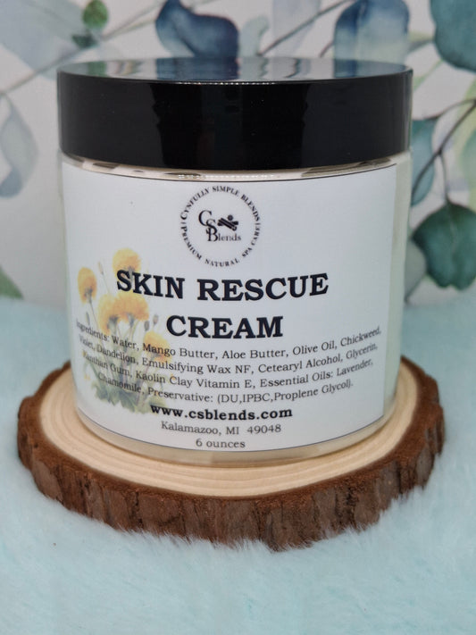 "Skin Rescue" Herbal Cream for Very Dry, Itchy, & Sensitive Skin - Violet, Chickweed, Dandelion.