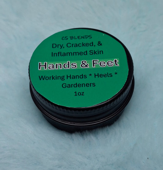 "Hands & Feet" Herbal Repair Balm - for Overworked Dry Cracked Hand and Heels. Bee Balm Purple Dead Nettle