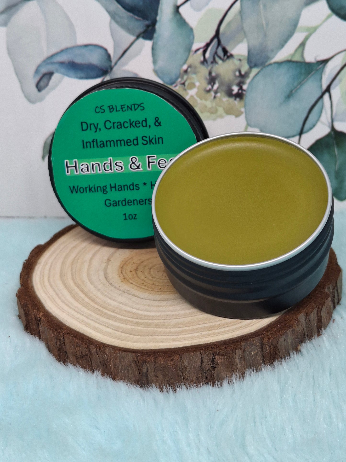 "Hands & Feet" Herbal Repair Balm - for Overworked Dry Cracked Hand and Heels. Bee Balm Purple Dead Nettle